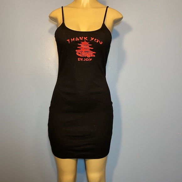 SHEIN Black Mini Dress with Red Graphic - Picture 1 of 5